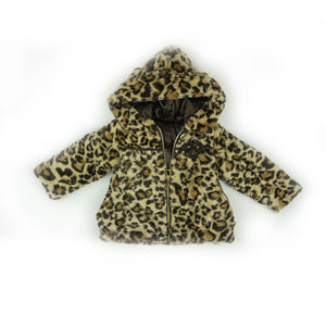 Fluffy Faux Cheetah Hooded Jacket